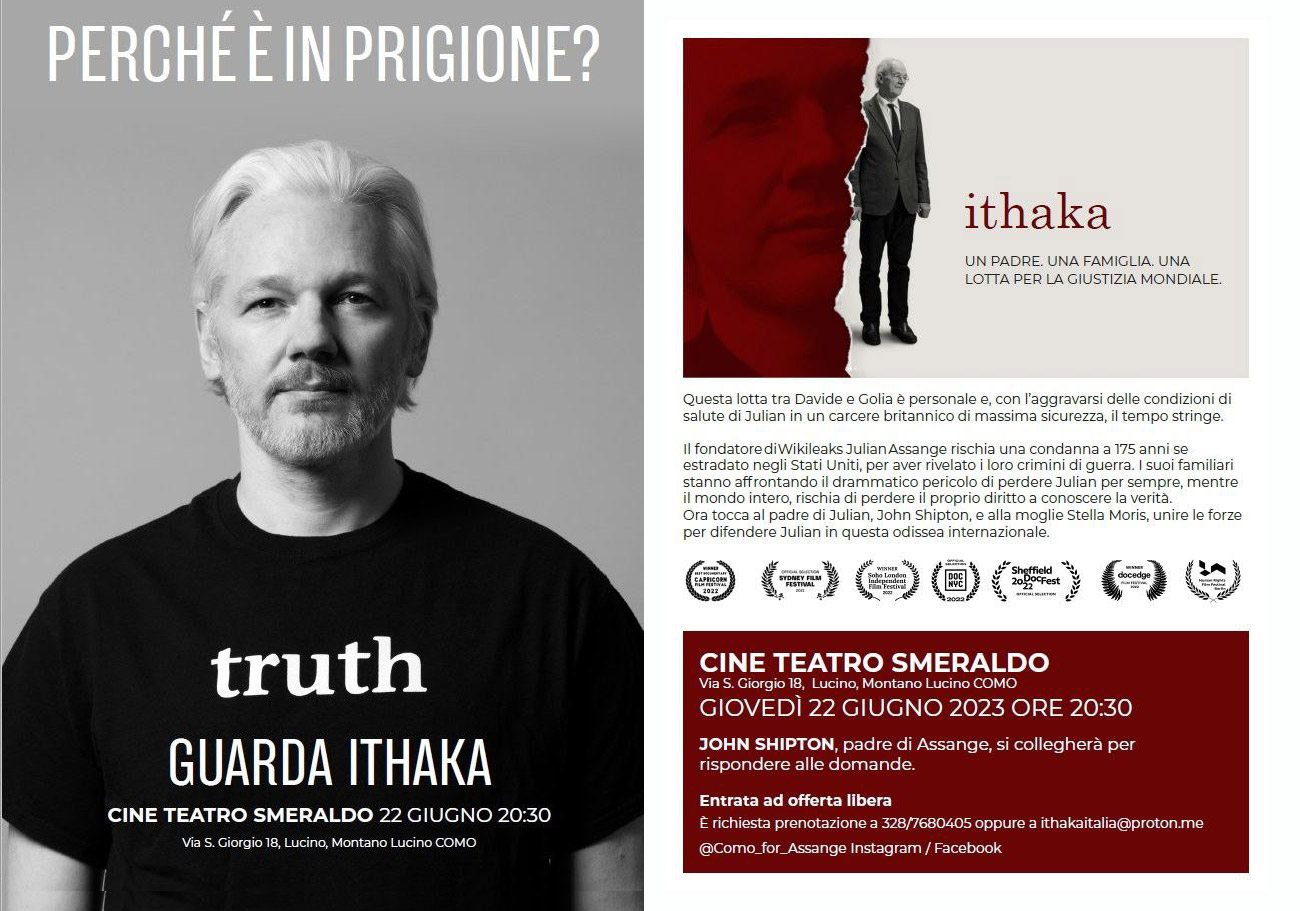 Read more about the article Ithaka, the movie – Julian Assange | première in Italy (23/06/2023)